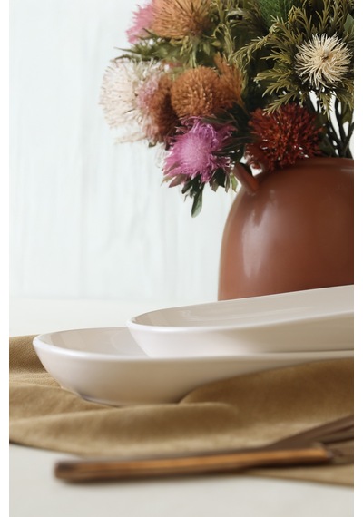 Beyaz Noyan Kayık Tabak 28 Cm 2 Adet 006