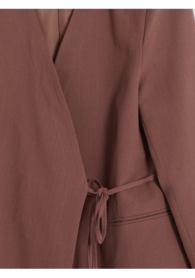 Lcw Modest Kahverengi Kruvaze Yaka Bağlamalı Oversize Kadın Blazer Ceket