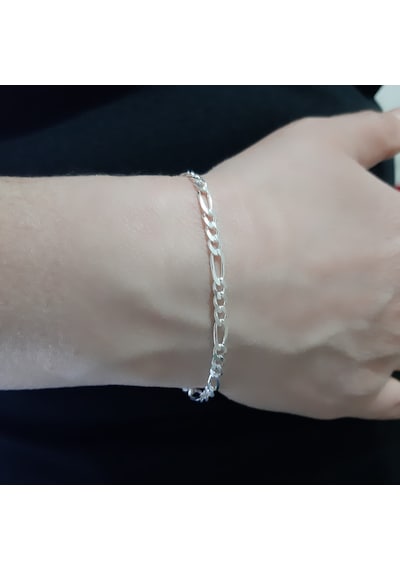 925 Ayar Gümüş Figaro Model Erkek Bileklik 4.5 Mm