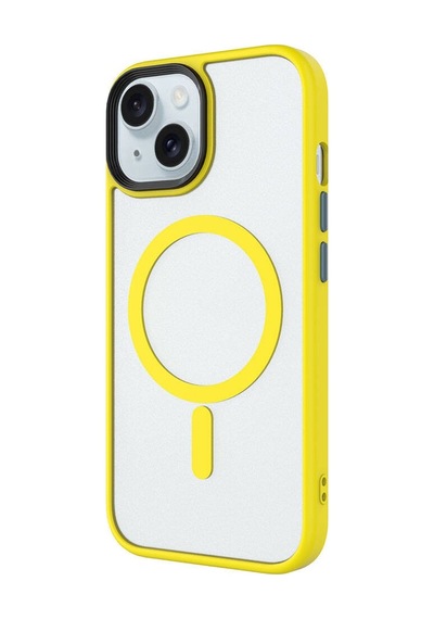Techaks Apple Uyumlu iPhone 15 Plus Kılıf Mat Arka Yüzey Wireless Şarj Özellikli Tchs Flet M-safe Kapak - Koyu Yeşil Yeşil