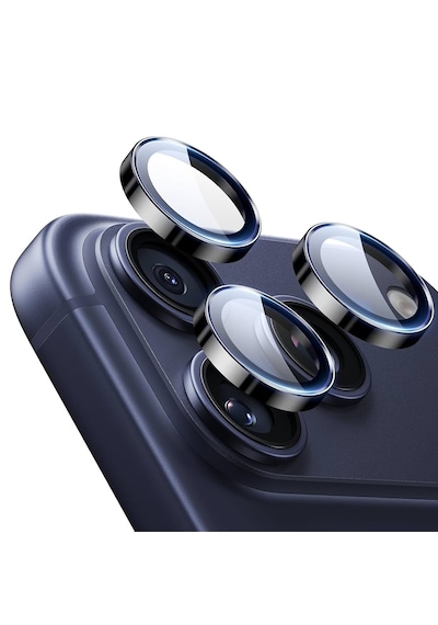 Apple Uyumlu iPhone 17 Pro Ve 17 Pro Max Metal Çerçeveli Temperli Kamera Lens Koruyucu Mavi