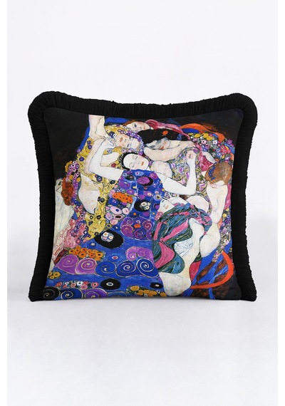 Lüks Sanat Efektli Saçaklı Yastık Kılıfı - Renkli Bohem Stil Siyah Çerçeve Püsküllü Kırlent Kılıfı Sisli Sütlü Kahve Lüks Sanat Efektli Saçaklı Yastık Kılıfı - Renkli Bohem Stil Siyah Çerçeve Püsküllü Kırlent Kılıfı Sisli Sütlü Kahve