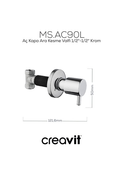 Creavit Aç Kapa Ara Kesme Valfi 1/2 Krom Ms.ac90l