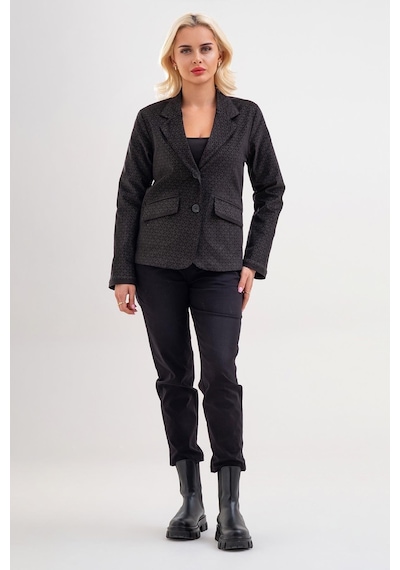 Bold & Young Kadın Baskılı Kadife Blazer Ceket Likralı Pamuklu Kumaş, Astarlı, Çift Cepli Siyah Desenli Bold & Young Kadın Baskılı Kadife Blazer Ceket Likralı Pamuklu Kumaş, Astarlı, Çift Cepli Siyah Desenli