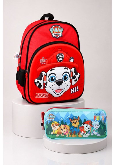 X Dekomus Lisanslı Paw Patrol Marshall 35 Cm Küçük Boy Anaokul Çantası Ve Kalem Çantası Seti Açık Gri