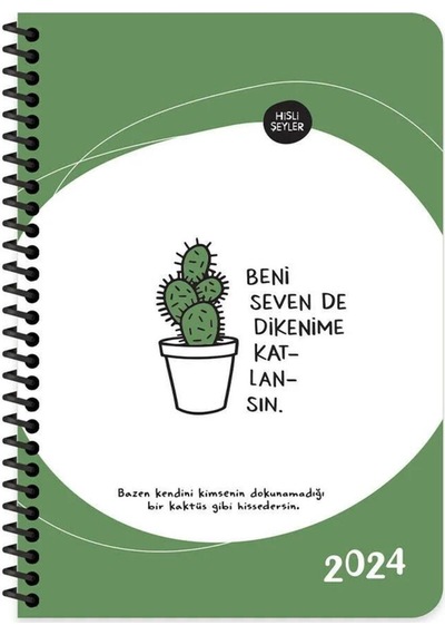 Hisli Şeyler 13 Cm X 19,5 Cm 72 Yaprak 2024 Haftalık Ajanda - Dikenime Katlansın Karışık
