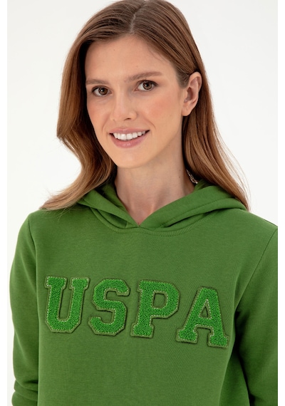 U.S. Polo Assn. Kadın Yeşil Basic Kapüşonlu Sweatshirt 50296931-VR054 U.S. Polo Assn. Kadın Yeşil Basic Kapüşonlu Sweatshirt 50296931-VR054
