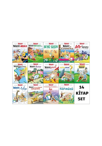 Asteriks (1-2-3-4-5-6-7-8-9-36-37-38-39-40. Cilt) 14 Kitap Asterix Çizgi Roman Set