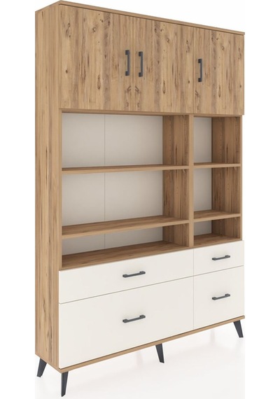 Arges Dolap 10 Raflı 4 Çekmeceli 3 Kapaklı 132x30x195 Çam-çam... Çam