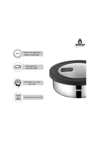 Nova 2 Parça Paslanmaz Çelik Saklama Kabı 18 Cm Sku: Smgstk642b318680 Açık