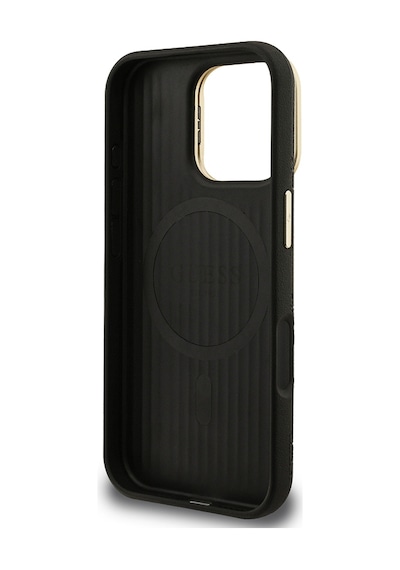 Apple iPhone 16 Pro Uyumlu Kılıf Guess Lisanslı M-safe Şarj Özellikli Kamera Standlı Peony Kapak Siyah
