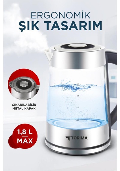 Torima Y-S888-040 Cam Ledli 1500 W 1.8 L Su Isıtıcı