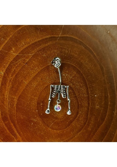 Aya Tasarım Gümüş Renk İskelet Model Göbek Piercing