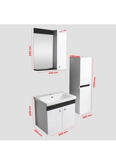 Karen Banyo New Bahar 60 Cm Banyo Dolap Boy Dolap Hediyeli Beyaz