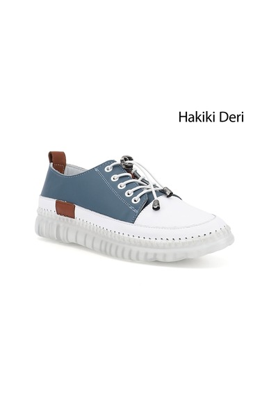 Diğer Kadın Mavi Bağcıklı Hakiki Deri Sneaker Ddza80742321 mavi