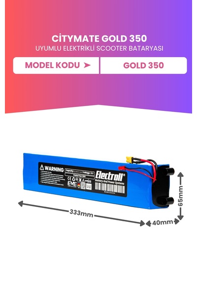 Citymate Gold 350 Uyumlu Batarya 36v 12.800mah