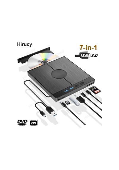 Dvd 3.0 Yazıcı 7 Girişli Usb Tip-c Harici Cd/dvd Sürücü Windows Mac Ve Laptop Fonksiyonlu Uyumlu