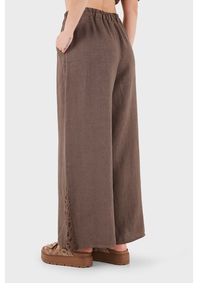 Via Dante Relaxed Fit Güpür Detaylı Bol Paça Keten Pantolon Bayan Pantolon 699e10941 Kahve Via Dante Relaxed Fit Güpür Detaylı Bol Paça Keten Pantolon Bayan Pantolon 699e10941 Kahve