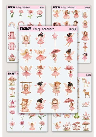 Sevimli Peri Sticker Seti - 100 Adet Etiket Çıkartma Diğer