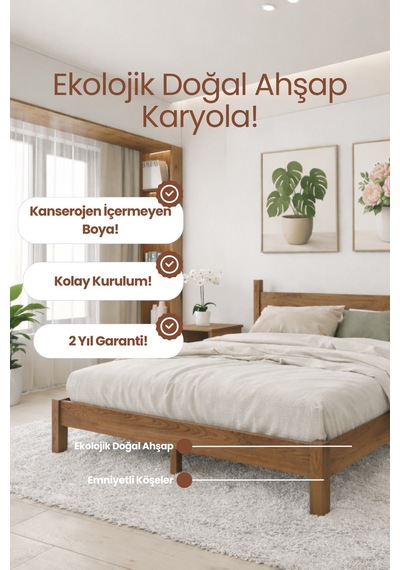 Mirage Masif Ahşap Karyola - Modern Doğal Çam Karyola Mirage Masif Ahşap Karyola - Modern Doğal Çam Karyola