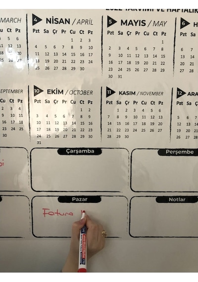2023 Yıllık ve Haftalık Planlayıcı Takvim Yazı Tahtası Akıllı Kağıt Tahta 100 x 56 CM + Kalem Model 3