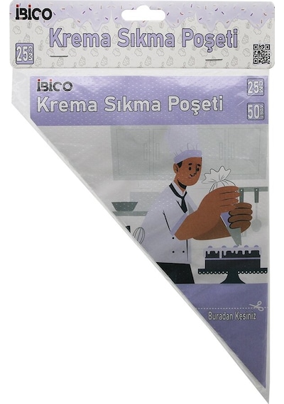 25 Cm 50'li Tek Kullanımlık Krema Sıkma Poşeti Lunaev 12v