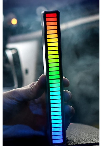 Araç İçi Ofis Oyuncu Ambiance Rgb Sese Duyarlı Taşınabilir Ekolayzer Led Çubuk Çok Renkli