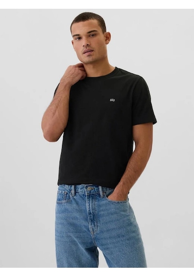 Gap 502022002 V-frch Everyday Soft Micro Logo Crew Erkek Tişört Siyah
