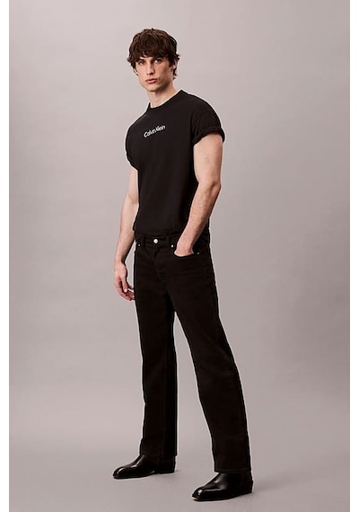 Calvin Klein Erkek Regular Fit Yazı Baskılı Pamuklu T-shirt - Siyah Black