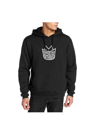 Smalls Hiphop Rap Baskılı Siyah Erkek Örme Kapşonlu Sweatshirt