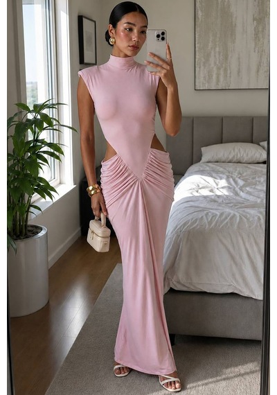 Arisa Kolsuz Maxi Elbise - Pembe