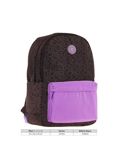 Kaukko Double Colors Üç Bölmeli Kız Çocuk Okul Ve Günlük Sırt Çantası - Siyah Mor - K1837 Siyah - Mor