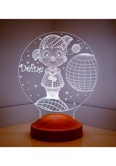 3D Led Lamba 3 Boyutlu Küçük Kız Kişiye Özel Hediye Gecelambası