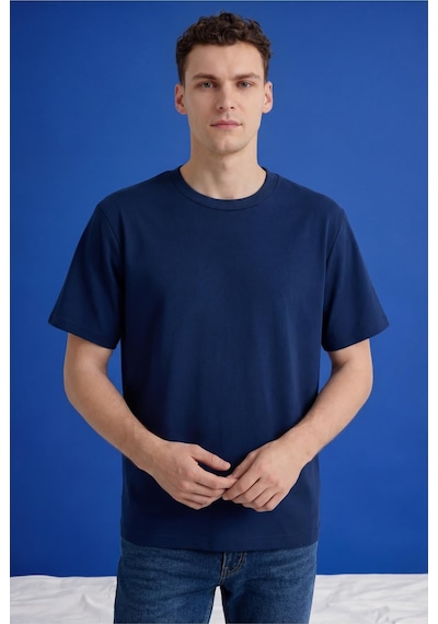 Freemen Erkek Oversize Tişört Nefes Alan Yumuşak Dokulu Terletmeyen Rahat Kalıp Basic-399 Lacivert