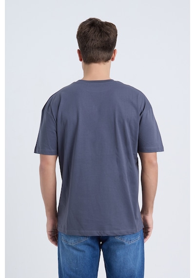 Velvoria Unisex Oversize Relaxed Basketball Baskılı Antrasit Renk T-shirt