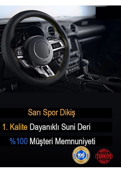 Fiat Albea Deri Direksiyon Kılıfı Dikmeli Sarı Spor Dikiş-1467 Çok Renkli
