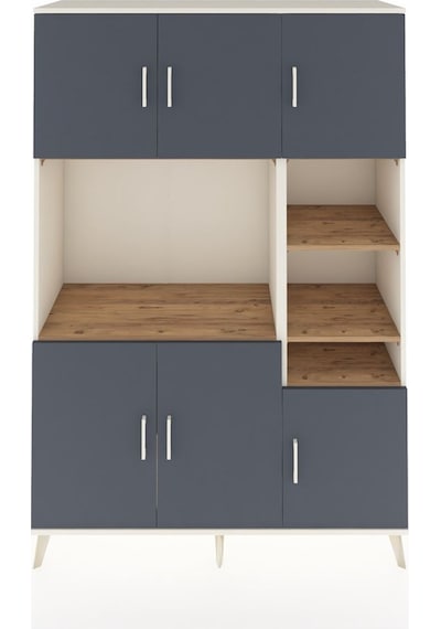 Hyperion Dolap 10 Raflı 6 Kapaklı 132x44x195 Aytaşı-antrasit/çam Aytaşı