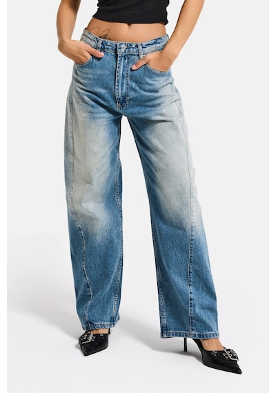 it's basic Kadın T.kot Rengi 4s6-32 Mid Rise Baggy Barrel Komfort Kumaş Denim Jean