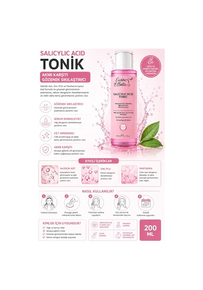 Salicylic Acid Tonik 200 Ml Akne Karşıtı Gözenek Sıkılaştırıcı Tonik