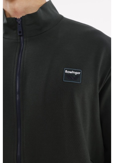 Rowinger Cepli Dik Yaka Tam Fermuarlı Göğüs Arma Detaylı Rahat Kalıp Mevsimlik Sweatshirt Haki