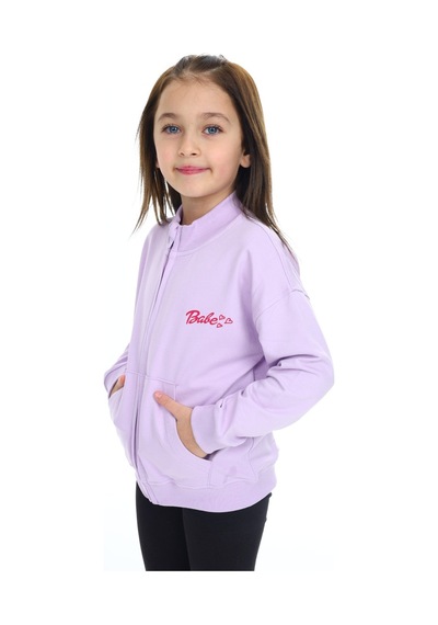 Toontoy Kız Çocuk Baskılı Hırka Lila