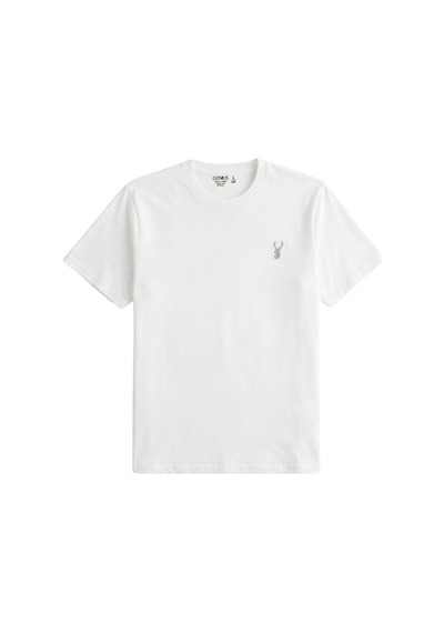 Genius Store Erkek Siyah Tişört %100 Pamuk Süprem Basic Tişört Bisiklet Yaka Nakışlı T-shirt Erkek-nakışlı Beyaz