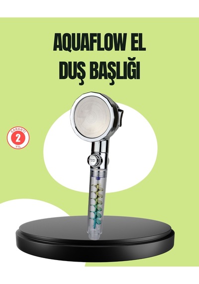 Basınçlı El Duşu Başlığı Döner Pervaneli Göz Kamaştıran Yağmur Etkisi Krom
