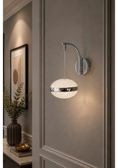 Yonca Modern Tasarım Krom Renk Gün Işığı - Ledli Banyo - Mutfak - Salon Ledli Duvar Aplik Krom Krom