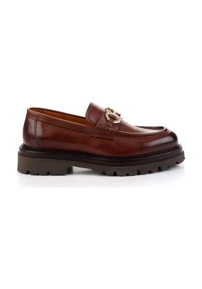 Bambi Kahve Hakiki Deri Erkek Loafer Ayakkabı E01901149441 Kahve