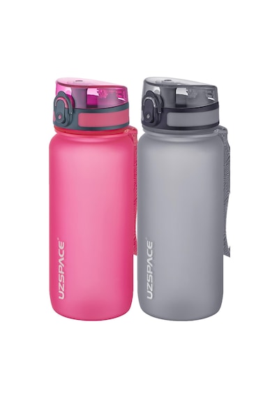 Uzspace 2'li Tritan Matara Seti 650 Ml 14 Farklı Renk Seçeneği Fiftyfifty -3037seta Pembe - Gri