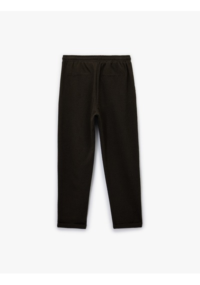 Koton Duble Paça Cepli Viskon Karışımlı Beli Bağcıklı Pantolon Kahverengi 6sam40008hw Kahverengi