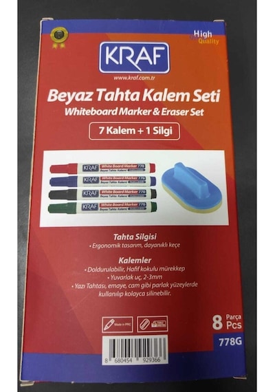 Beyaz Tahta Kalemi& Silgi Set 8 Li 778g