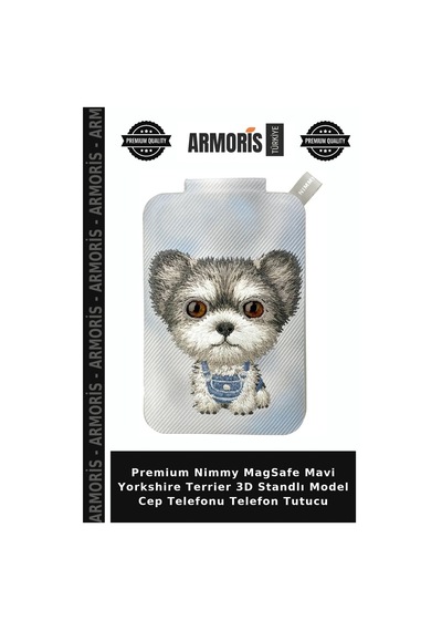 Premium Nimmy Magsafe Mavi Yorkshire Terrier 3d Standlı Model Cep Telefonu Telefon Tutucu