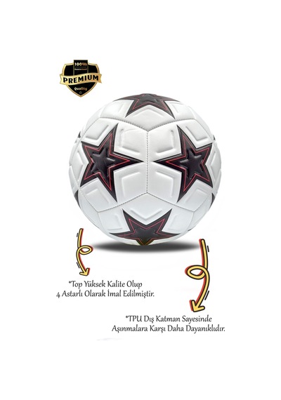Futbol Topu Pompalı Dikişli Futbol Topu Sert Zemin Halı Saha Futbol Topu Pompa Hediyeli Beyaz